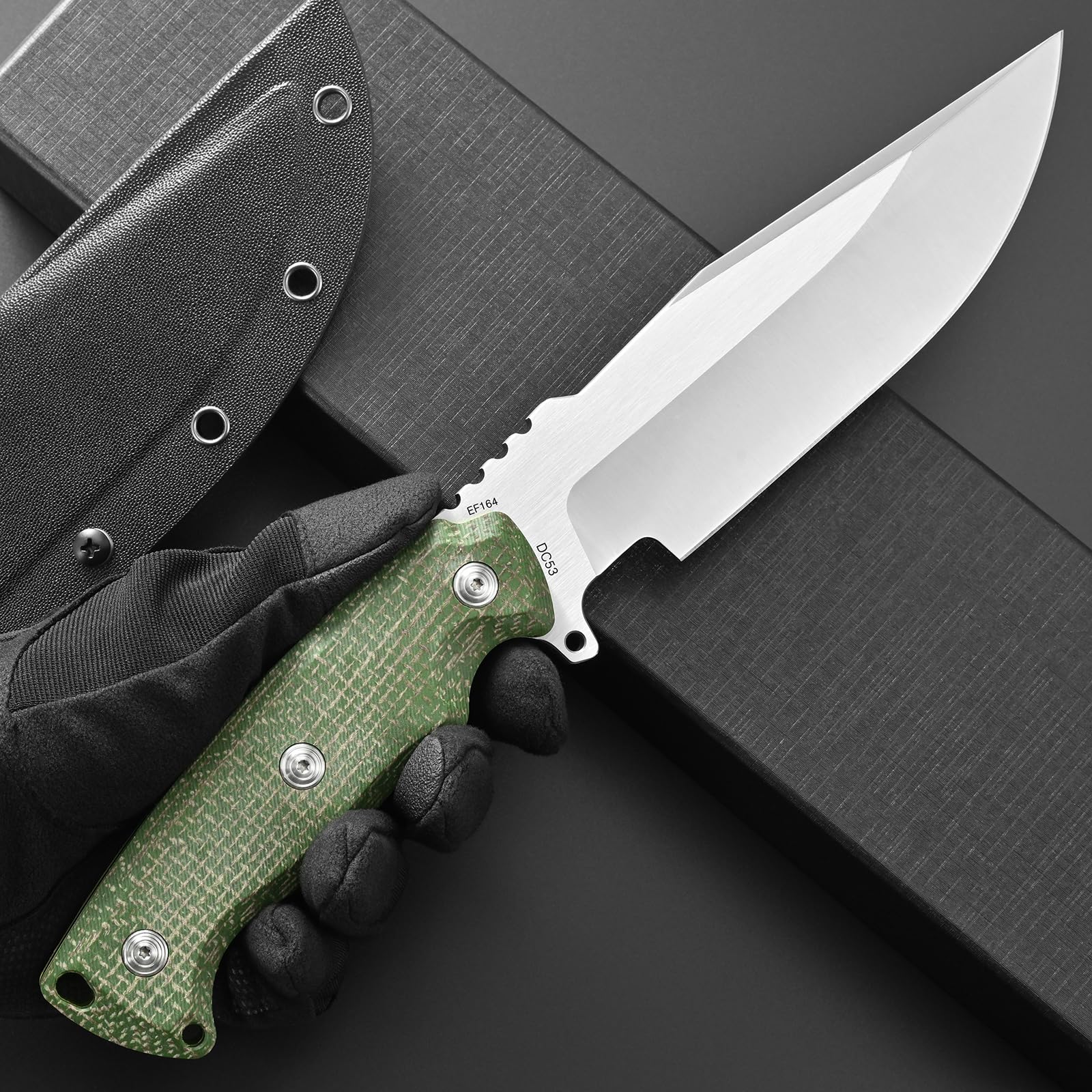 Eafengrow EF164 Fixed Blade Knife DC53 Steel Blade Micarta Handle